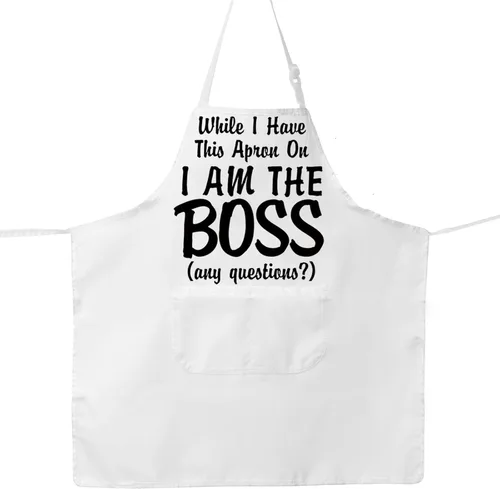 Vista 3 de G2TUP Delantal de cocina con texto en inglés «The Real Boss Apron While I Have This Apron On I Am The Boss», regalos de chef
