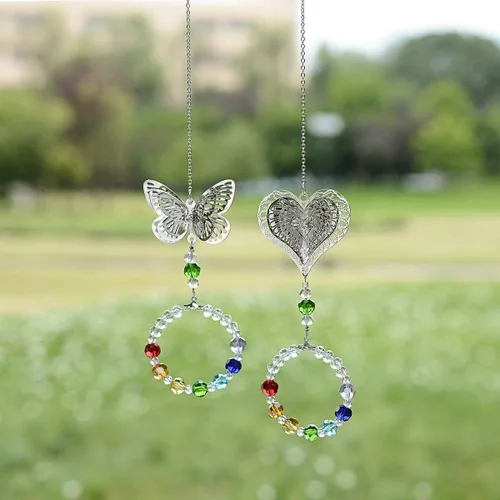 Vista 7 de Colgante de cristal con diseño de flor de chakra para colgar, para decorar ventanas, paquete de 2