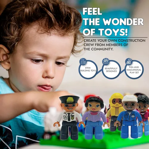 Vista 5 de Kids Toys Figuras de personas para niños, juguetes preescolares, bloques de construcción para niños, compatible con las principales marcas