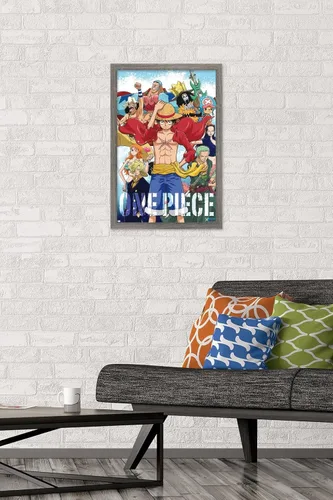 Vista 2 de Trends International One Piece - Póster de pared de tripulación, 22.4 pulgadas de largo x 14.7 pulgadas, versión enmarcada de madera de granero