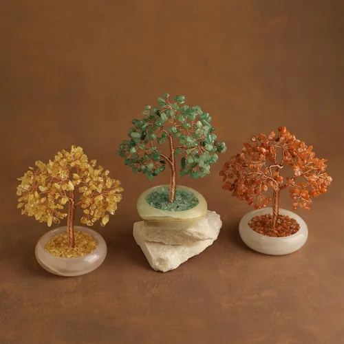 Vista 3 de Árbol bonsái de cristal citrino, escritorio de oficina, decoración de sala de estar, planta de árbol Fengshui de dinero de la suerte, regalos