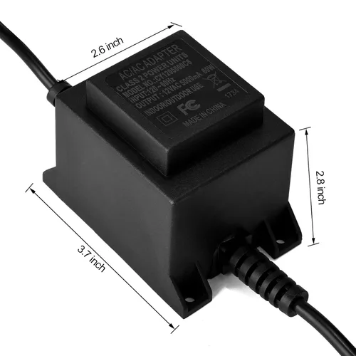 Vista 3 de AGPtEK 60W impermeable convertidor de voltaje transformador 110/120V a 12V AC 5A Waterproof Power Supply Converter, for Pool Light, Water Pumps