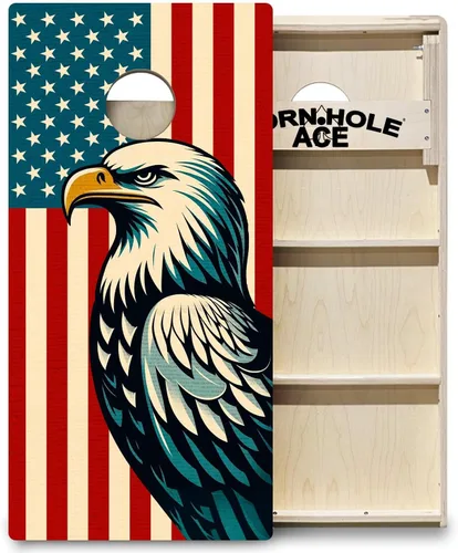 Vista 10 de ACE PRO American Flag Cornhole Board Set - No Bounce! Triple Wide Legs, 3/4" Baltic Birch Plywood, Handles, Regulation Size (4x2ft), Tournament