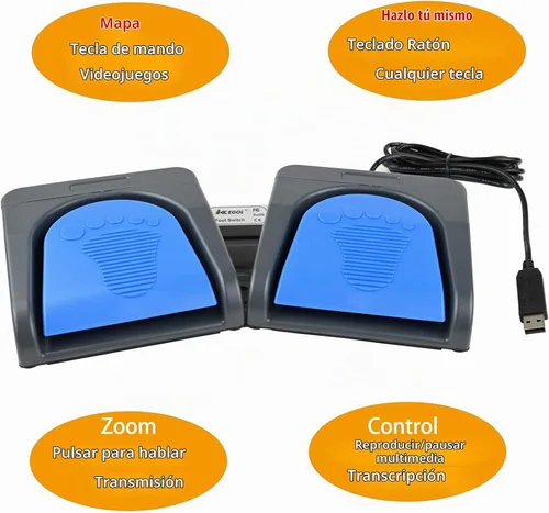 Vista 6 de iKKEGOL Control de montaje de pedal de doble interruptor de pie USB mejorado, programa de interruptor de pie de 2 teclas, teclado de computadora