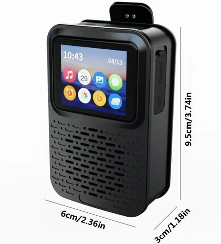 Vista 4 de Altavoz Bluetooth portátil con pantalla táctil LED, unidad de sonido de 1.575 in, pantalla multifunción, IPX5 impermeable, Bluetooth 5.4, altavoz