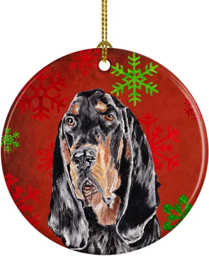 Vista 9 de Caroline's Treasures Affenpinscher - Adorno de cerámica para colgar en el árbol de Navidad con copos de nieve rojos y verdes, para el hogar