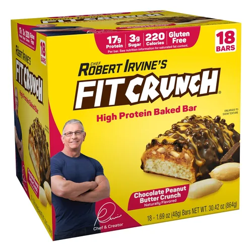 Vista 8 de FITCRUNCH - Barras de proteínas para aperitivo, barra horneada de 6 capas, 4 g de azúcar, sin gluten y centro suave de pastel