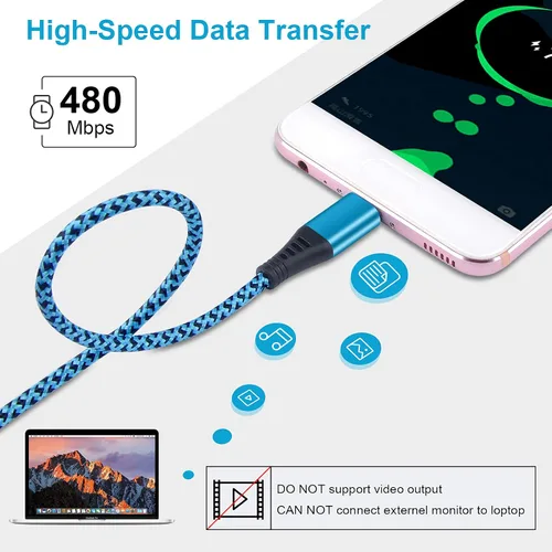 Vista 4 de Cable USB C a C tipo C, cable de carga rápida PD 3 unidades CarPlay para MacBook Air iPad Pro 2025, iPad Air 4ª generación, Samsung Galaxy S26