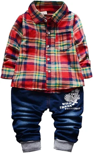 Vista 4 de Yao 9M-5T Primavera Otoño Bebé Niños 3pcs Ropa Conjunto Camisa Algodón Jeans Chaleco Denim