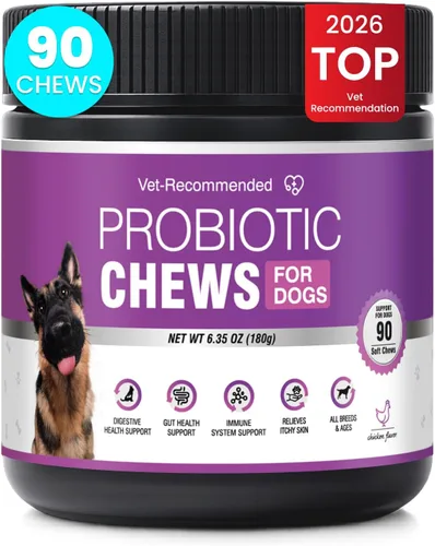Vista 10 de Probióticos para perros, probióticos masticables y picor intestinal digestivo, probióticos para la piel, alivio de la picazón, diarrea, 50 tabletas