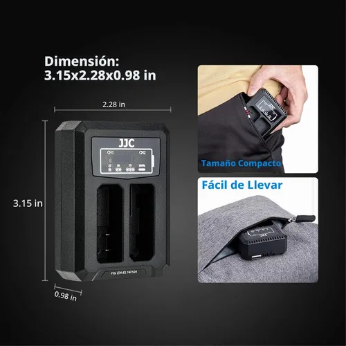Vista 8 de EN-EL14 EN-EL14a Cargador de batería dual cable USB integrado, compatible con Nikon D3500 D3400 D3300 D3200 D3100 D5600 D5500 D5300 D5200 D5100