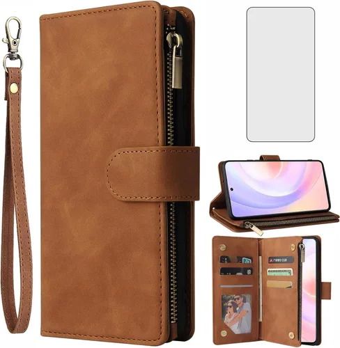 Vista 8 de Asuwish Funda compatible con Huawei Nova 9 SE / Honor 50 SE, protector de pantalla de vidrio templado y funda de cuero con tapa para tarjetero