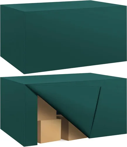 Vista 39 de Paquete de 2 manteles ajustados para mesa rectangular de 4 pies, 48 x 24 pulgadas, cubiertas de mesa verde manzana, tela de poliéster resistente al