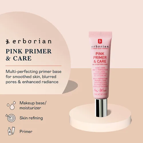Vista 2 de Erborian Pink Primer & Care, Multifunctional Pore‑Blurring Cream & Hydrating Rosy Makeup Base, Moisturizing and Smoothing Effects, Korean Skincare