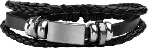 Vista 4 de Pulsera de piel sintética EIGSO hecha a mano para hombres estilo retro con nudo ajustable