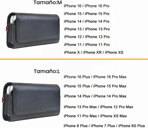 Vista 3 de Funda de cuero para 2 fundas para teléfono celular con clip para cinturón para iPhone 16pro Max, 16 Plus, 15Pro Max, 15Plus, 14Pro Max, 14Plus
