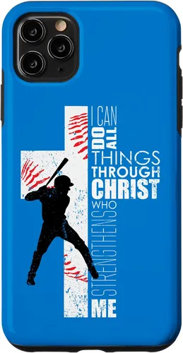 Vista 13 de Blue Christian Baseball Gifts Teen Boys Cross Bible Phone Case para iPhone 17