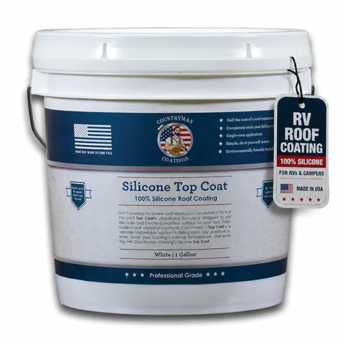 Vista 9 de Countryman Coatings - Revestimiento para techo 100% silicona - Restaura tu techo en un día - Sella fugas, grietas, costuras, penetraciones - Se Negro