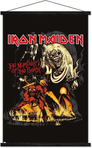 Vista 8 de Trends International Iron Maiden - Póster de pared con marco magnético con el número de la bestia