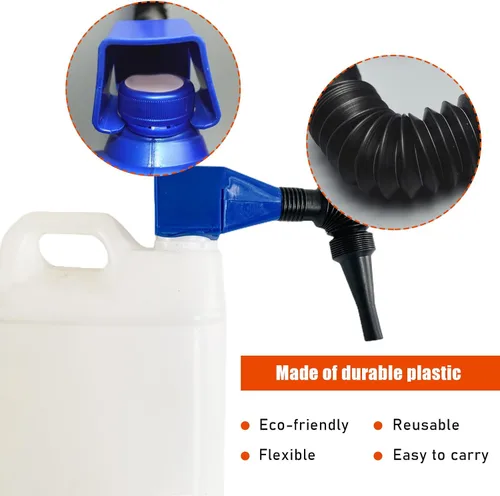 Vista 3 de Kewucn 2 piezas de embudo flexible de drenaje de aceite para coche, embudo de plástico con cierre de presión, embudo de combustible automotriz