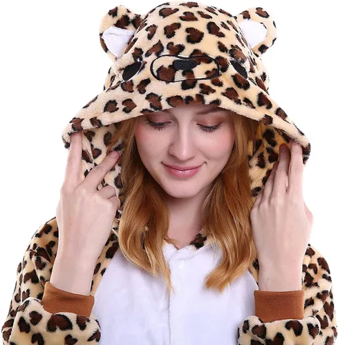 Vista 2 de Pijama unisex de franela para adultos, pijama de Halloween con animales de dibujos animados