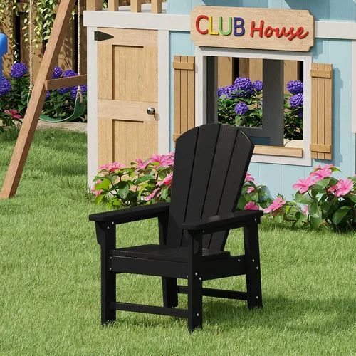 Vista 2 de WestinTrends Malibu Kids - Silla de patio de plástico HDPE Adirondack para exteriores, color negro
