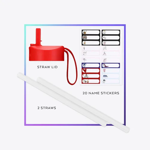 Vista 3 de IRON °FLASK Botella de Agua para Niños - Tapa con Pajilla, 20 Calcomanías con Nombre, Acero Inoxidable Aislado al Vacío, Vaso de Viaje de Doble