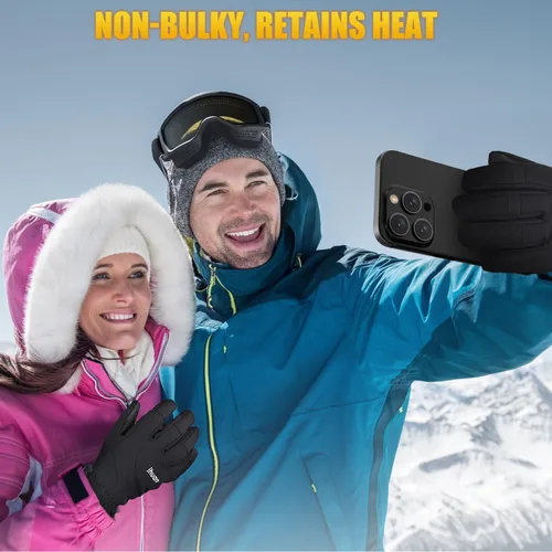 Vista 5 de ihuan Guantes impermeables de invierno para hombres y mujeres, cálidos, para correr, ciclismo, nieve, esquí, para clima frío, material térmico