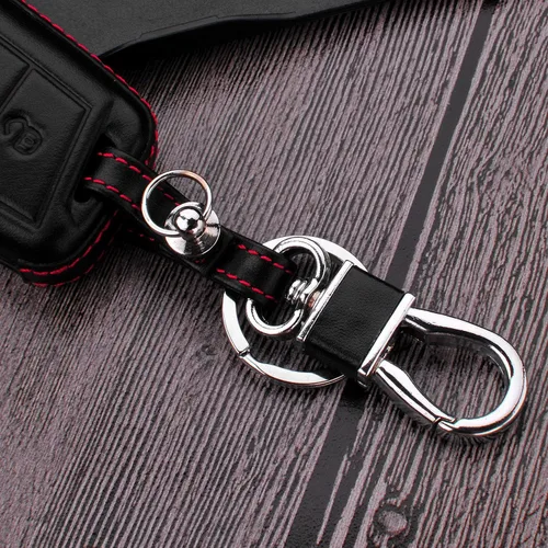 Vista 7 de Hombres Mujeres Cuero Genuino Llavero Funda Para Volkswagen/Para Skoda/Para Audi/Para Asiento Flip Car Remote Key Case Funda Funda Con Kit Llavero