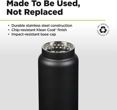 Vista 7 de Klean Kanteen TKWide 32oz (con tapa para chug), color negro