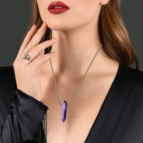 Vista 4 de MAIBAOTA Collar de cristal para mujer, collar con colgante de piedra natural, collar de joyería de piedras preciosas de cristal natural, regalo
