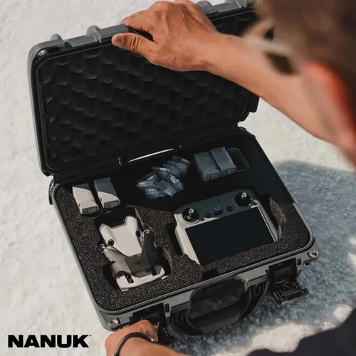 Vista 8 de Nanuk Funda protectora impermeable 915 para DJI Mini 4 Pro Fly More con sistema patentado de bloqueo PowerClaw (grafito)