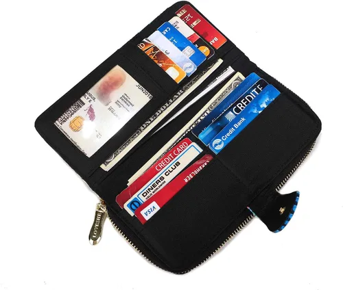 Vista 106 de Cartera de mano para mujer, estilo bohemio, con RFID, elegante, espaciosa con correa para viajes, capacidad para tarjetas, teléfono, dinero