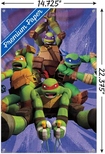 Vista 3 de Trends International Nickelodeon Teenage Mutant Ninja Turtles - Póster de pared del equipo, 14.72 x 22.37 pulgadas, paquete de póster premium y pin