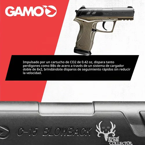 Vista 3 de Gamo Bone Collector C-15 Blowback CO2 Air Pistol
