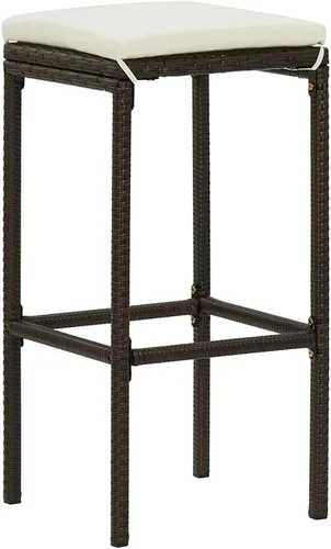 Vista 6 de Juego de barras de 3 piezas de ratán sintético rectangular marrón con marco de acero, diseño moderno para interiores y exteriores, comedor y patio