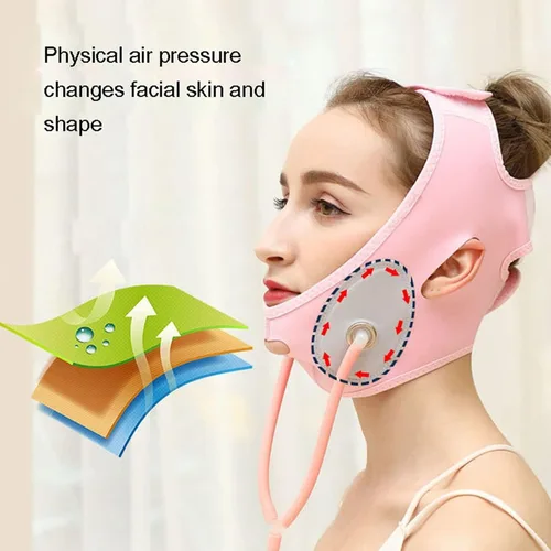 Vista 6 de Correa de adelgazamiento facial reutilizable, elevador facial inflable, cinturón de elevación facial en V, vendaje de estiramiento facial y apriete