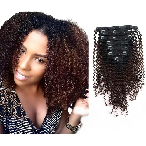 Vista 9 de ABH AMAZINGBEAUTY HAIR Kinkys - Extensiones de cabello rizado con clip, 3C y 4A, doble trama, cabello humano Remy real rizado para afroamericanos