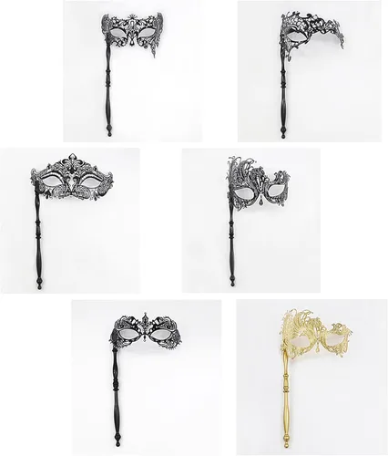 Vista 5 de Seglorwy Máscara de baile de máscaras para mujer, con diamantes de imitación venecianos, para Halloween, Navidad, noche, baile de graduación, fiesta