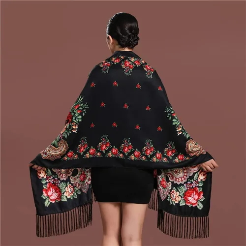 Vista 5 de Bufanda tradicional con borla exótica para mujer, cálida, suave, grande, rectangular, a la moda, bufandas