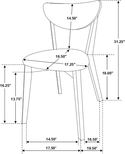 Vista 3 de Silla Bentwood para comedor con cojín y asiento tapizados, diseño escandinavo moderno de mediado de siglo, por Coaster Home Furnishings, (juego de 2)