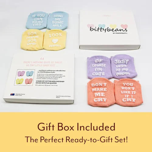 Vista 5 de Mommachi - Juego de calcetines para bebé, regalos de baby shower neutros y artículos esenciales para recién nacidos, Pasteles