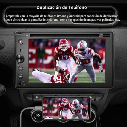 Vista 6 de Estéreo de coche de doble DIN con reproductor de CD/DVD, pantalla táctil de 7 pulgadas con Apple CarPlay y Android Auto, Bluetooth5.2, cámara