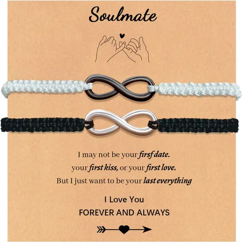 Vista 80 de 2 pulseras magnéticas para parejas, piedra natural negra mate, cristal para votos de amor eterno, juego de pulseras de cuentas de piedra de energía