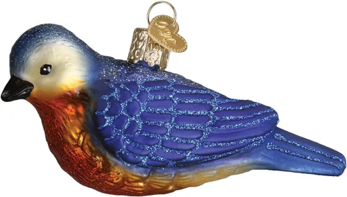 Vista 21 de Old World Christmas Adorno de cristal soplado de jilguero americano para árbol de Navidad, decoración navideña artesanal, colección de observadores