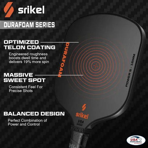 Vista 2 de DuraFoam - Paleta de pickleball profesional de fibra de carbono T700, raqueta de núcleo de espuma 100% para disparos consistentes, potencia y control