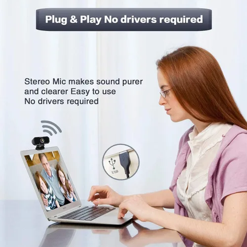Vista 5 de Webcam 1080p HD interruptor de computadora 2 cámaras - Micrófono portátil USB PC Webcam con soporte para trípode, transmisión en vivo de 110 grados