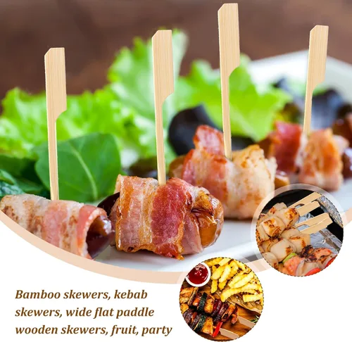 Vista 4 de Minatee 3000 piezas de pinchos de bambú para aperitivos, palillos de dientes, brochetas anchas de madera para brochetas de cóctel, kababs de frutas