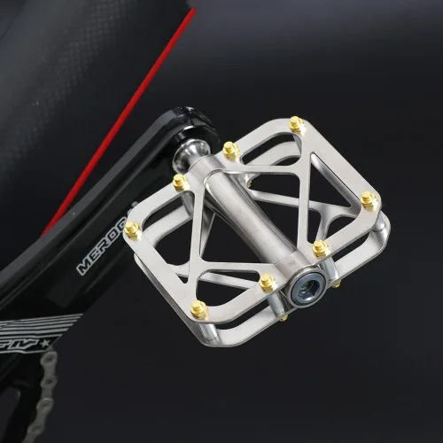 Vista 8 de Pedales de titanio para bicicleta Cuerpo completo de titanio MTB Road Bike 9/16 pulgadas Pedales para pedales Brompton liberación rápida ultraligero