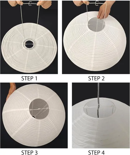 Vista 6 de (55 cm) Gran pantalla redonda de papel para lámpara colgante, pantalla de lámpara de papel de arroz blanco, pantalla plegable de papel para lámpara